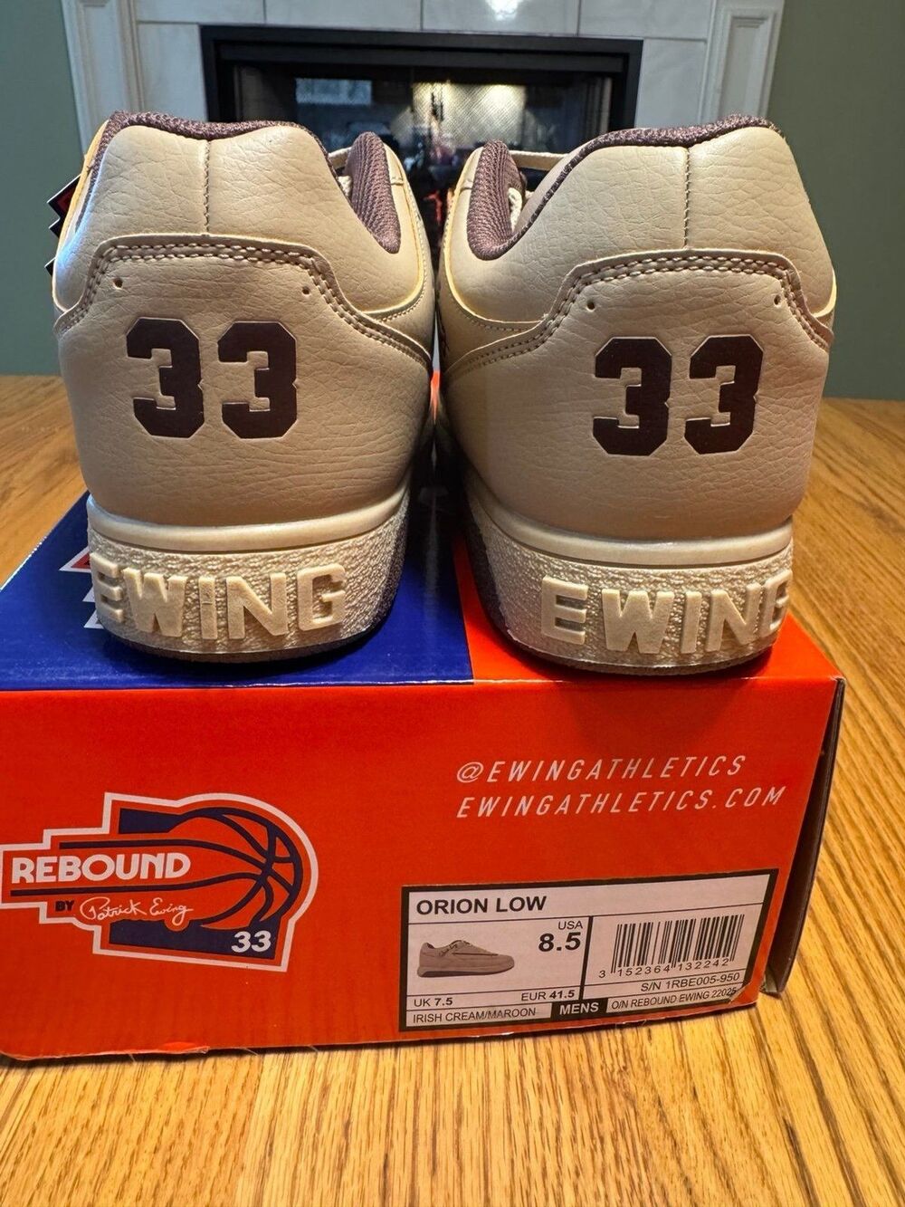 Patrick Ewing Orion Low Men’s 8.5 in Irish Cream/Maroon 1RBE005-950 - Picture 2 of 5